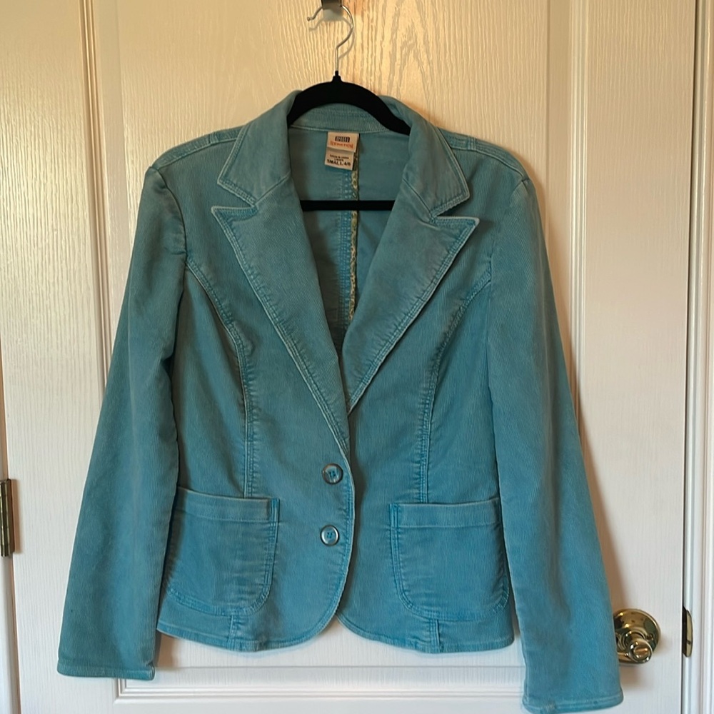 Vintage Faded Glory turquoise blue corduroy blazer
